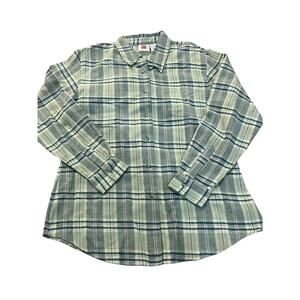 🌲 VINTAGE Faded Glory Sage Green Plaid Flannel Ladies Large Y2K Gorpcore 🌲